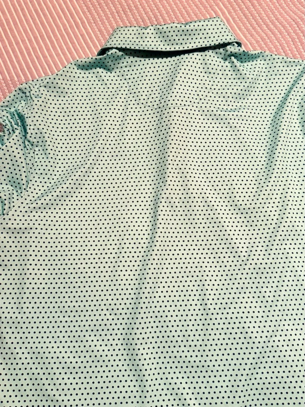 Mint Green Microdot Polo Shirt with Contrast Placket